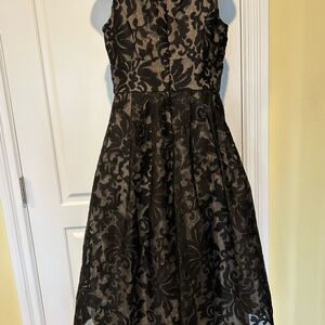 Elegant Black Floral high/low Melrose dress, soft velvet damask